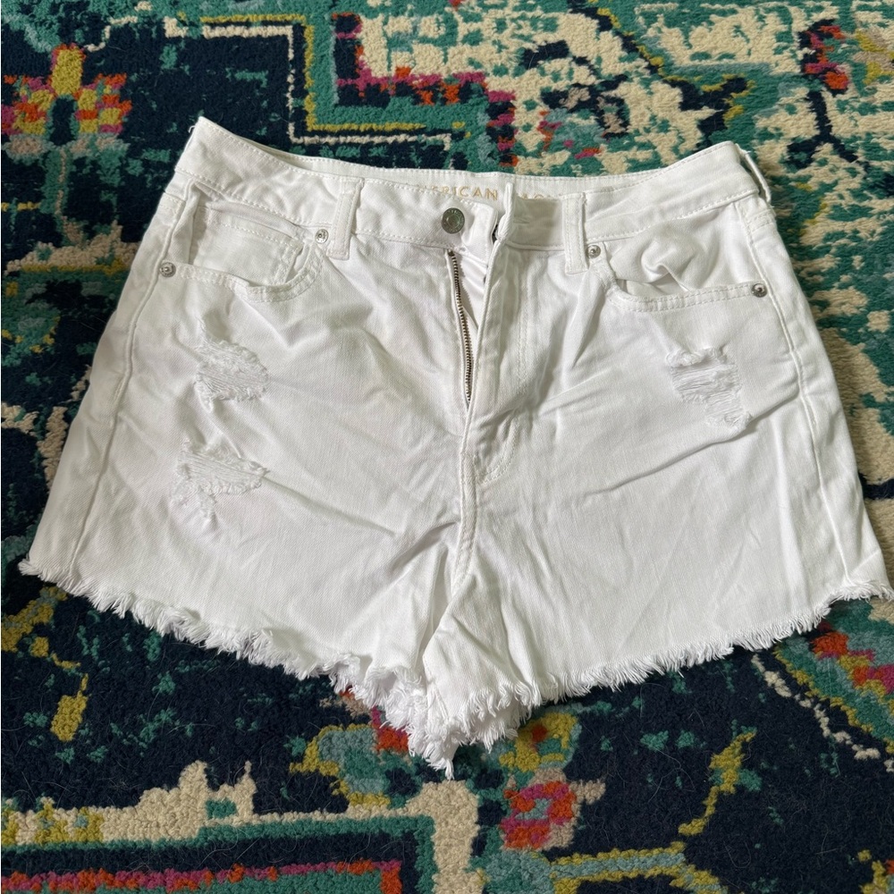 American Eagle Outfitters White Distressed Denim Shorts